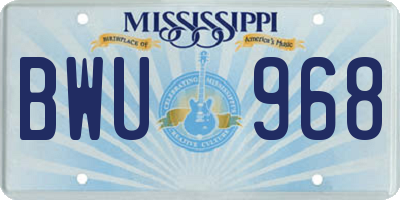 MS license plate BWU968