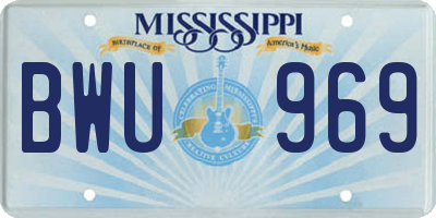 MS license plate BWU969
