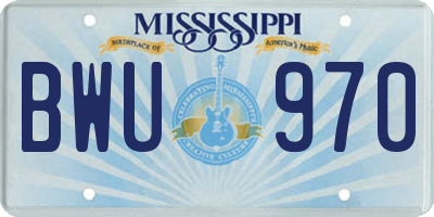 MS license plate BWU970