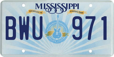 MS license plate BWU971