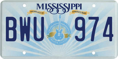 MS license plate BWU974