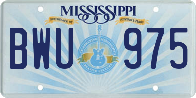 MS license plate BWU975