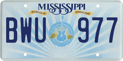 MS license plate BWU977