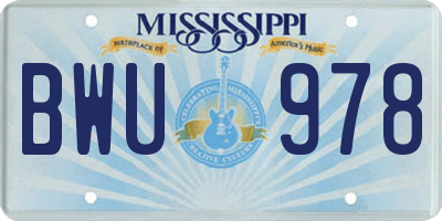 MS license plate BWU978