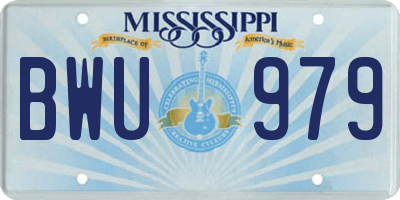 MS license plate BWU979