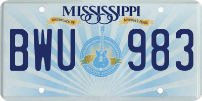 MS license plate BWU983