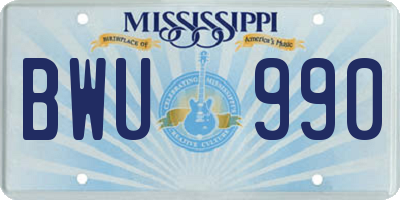 MS license plate BWU990