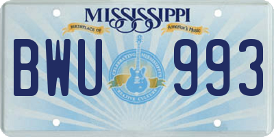 MS license plate BWU993