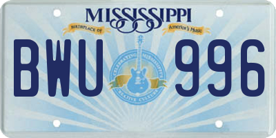 MS license plate BWU996