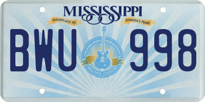 MS license plate BWU998