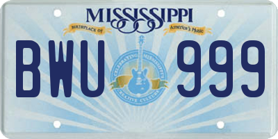MS license plate BWU999