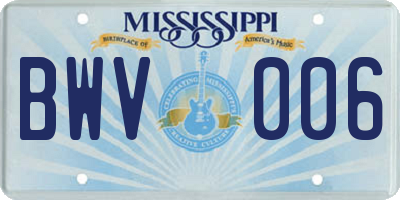 MS license plate BWV006
