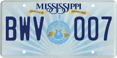 MS license plate BWV007