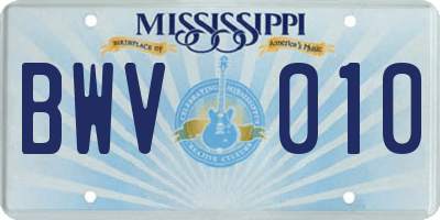MS license plate BWV010