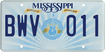 MS license plate BWV011
