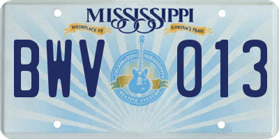 MS license plate BWV013