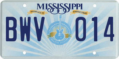 MS license plate BWV014