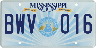 MS license plate BWV016