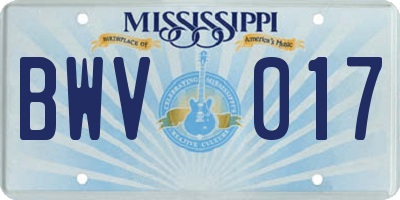 MS license plate BWV017