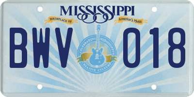 MS license plate BWV018