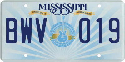 MS license plate BWV019
