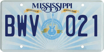 MS license plate BWV021