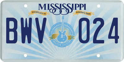 MS license plate BWV024