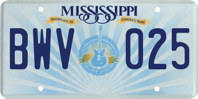 MS license plate BWV025