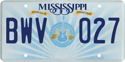 MS license plate BWV027