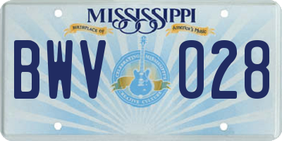 MS license plate BWV028