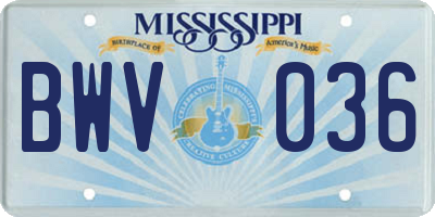 MS license plate BWV036