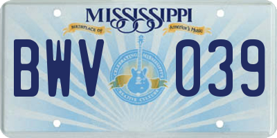 MS license plate BWV039