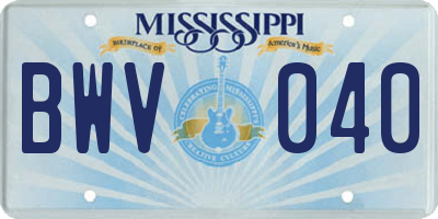 MS license plate BWV040