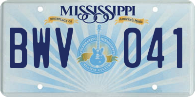 MS license plate BWV041
