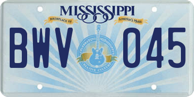 MS license plate BWV045