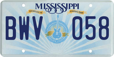 MS license plate BWV058
