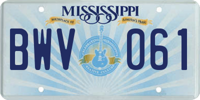 MS license plate BWV061