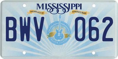 MS license plate BWV062
