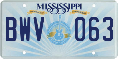 MS license plate BWV063