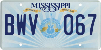 MS license plate BWV067