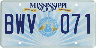 MS license plate BWV071