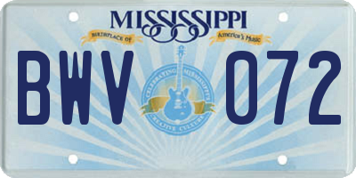 MS license plate BWV072