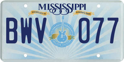 MS license plate BWV077