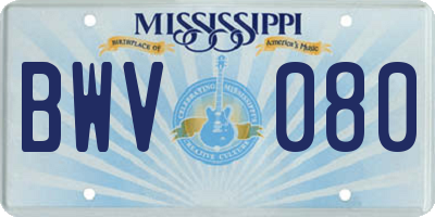 MS license plate BWV080