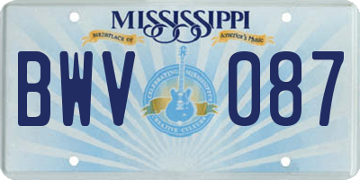 MS license plate BWV087