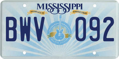 MS license plate BWV092