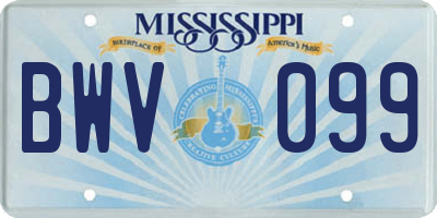 MS license plate BWV099
