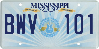 MS license plate BWV101