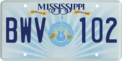 MS license plate BWV102