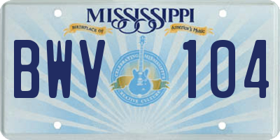 MS license plate BWV104